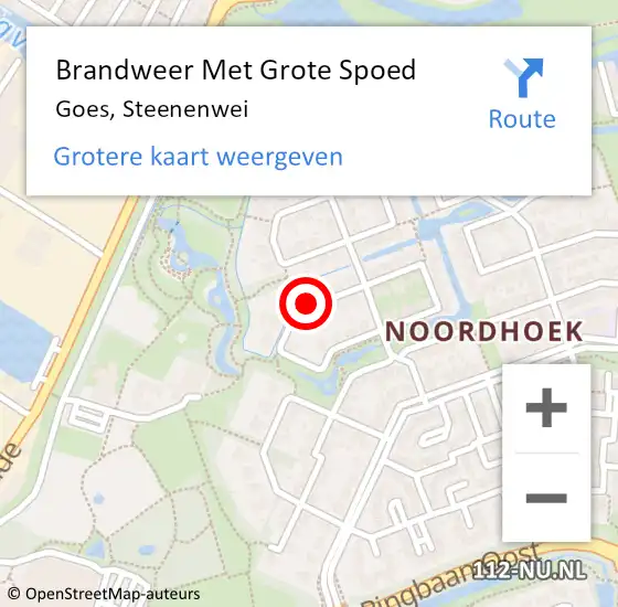 Locatie op kaart van de 112 melding: Brandweer Met Grote Spoed Naar Goes, Steenenwei op 29 juni 2020 08:11