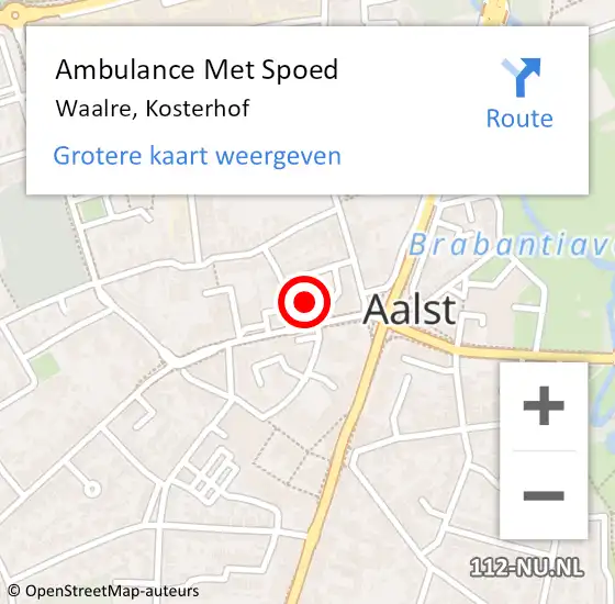 Locatie op kaart van de 112 melding: Ambulance Met Spoed Naar Waalre, Kosterhof op 29 juni 2020 09:05