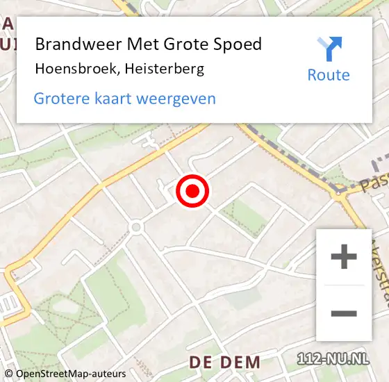 Locatie op kaart van de 112 melding: Brandweer Met Grote Spoed Naar Hoensbroek, Heisterberg op 29 juni 2020 10:06