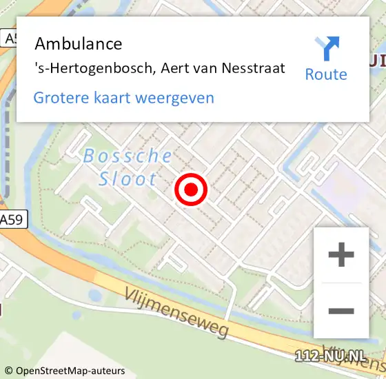 Locatie op kaart van de 112 melding: Ambulance 's-Hertogenbosch, Aert van Nesstraat op 29 juni 2020 10:22