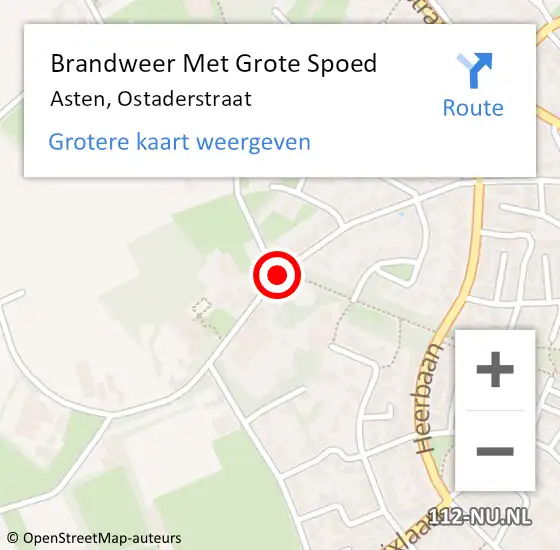 Locatie op kaart van de 112 melding: Brandweer Met Grote Spoed Naar Asten, Ostaderstraat op 29 juni 2020 10:46