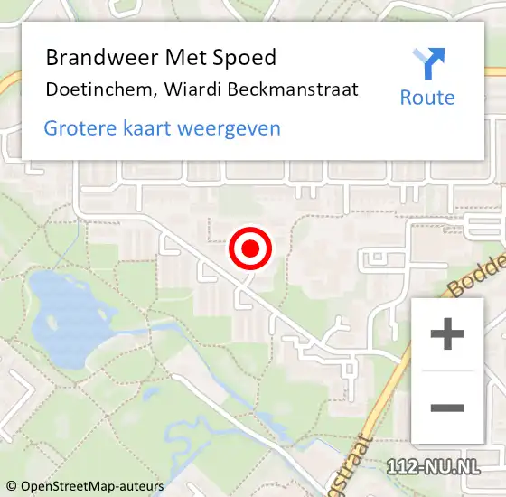 Locatie op kaart van de 112 melding: Brandweer Met Spoed Naar Doetinchem, Wiardi Beckmanstraat op 29 juni 2020 11:19