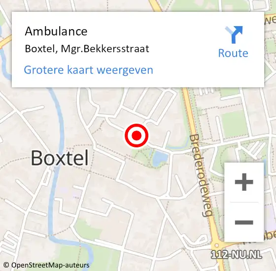 Locatie op kaart van de 112 melding: Ambulance Boxtel, Mgr.Bekkersstraat op 29 juni 2020 11:20