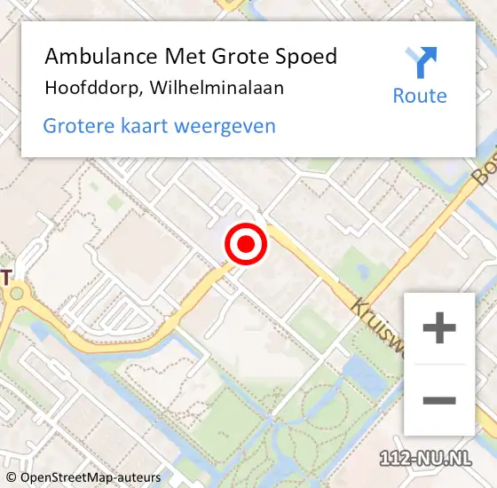 Locatie op kaart van de 112 melding: Ambulance Met Grote Spoed Naar Hoofddorp, Wilhelminalaan op 29 juni 2020 11:37