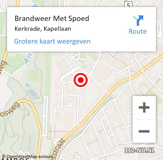 Locatie op kaart van de 112 melding: Brandweer Met Spoed Naar Kerkrade, Kapellaan op 29 juni 2020 12:11