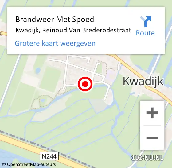 Locatie op kaart van de 112 melding: Brandweer Met Spoed Naar Kwadijk, Reinoud Van Brederodestraat op 29 juni 2020 14:40