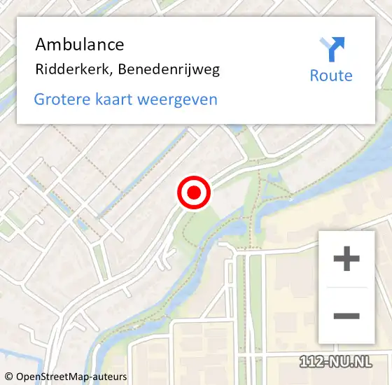 Locatie op kaart van de 112 melding: Ambulance Ridderkerk, Benedenrijweg op 29 juni 2020 15:05