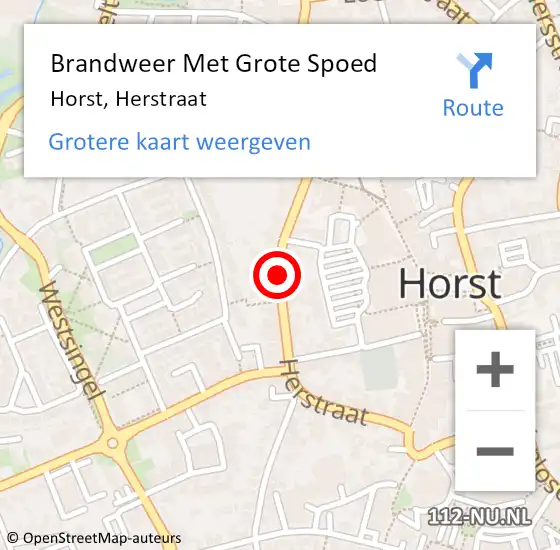 Locatie op kaart van de 112 melding: Brandweer Met Grote Spoed Naar Horst, Herstraat op 29 juni 2020 16:02