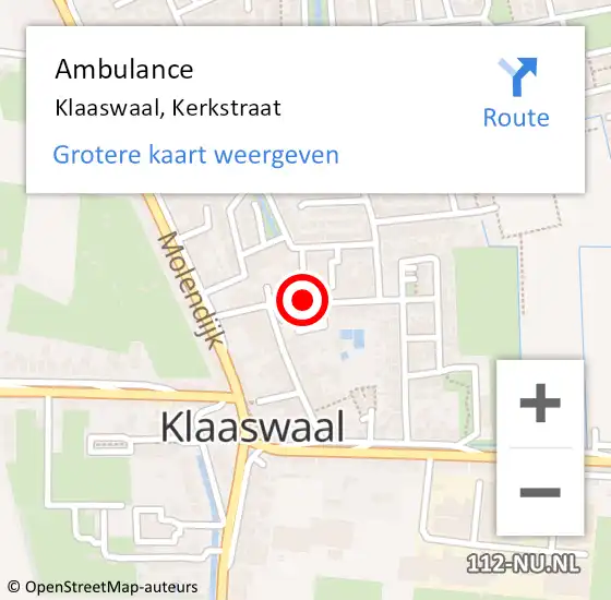 Locatie op kaart van de 112 melding: Ambulance Klaaswaal, Kerkstraat op 29 juni 2020 16:13