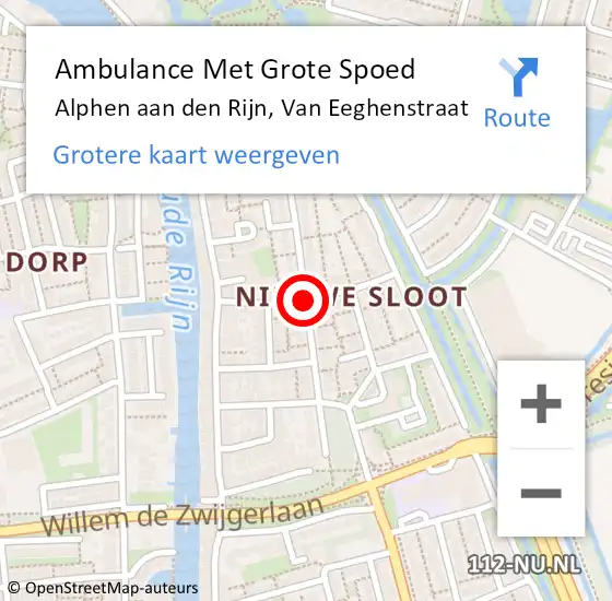 Locatie op kaart van de 112 melding: Ambulance Met Grote Spoed Naar Alphen aan den Rijn, Van Eeghenstraat op 29 juni 2020 16:37