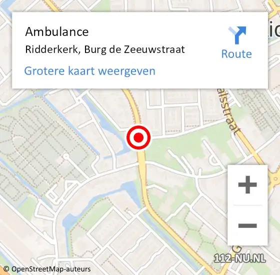 Locatie op kaart van de 112 melding: Ambulance Ridderkerk, Burg de Zeeuwstraat op 29 juni 2020 17:57