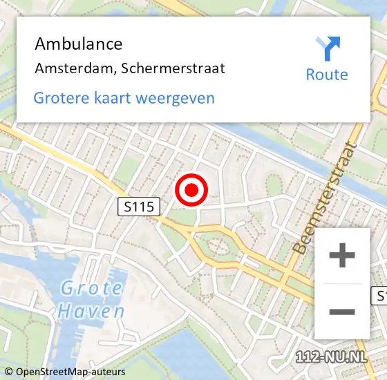 Locatie op kaart van de 112 melding: Ambulance Amsterdam, Schermerstraat op 29 juni 2020 18:27