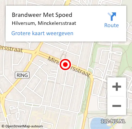 Locatie op kaart van de 112 melding: Brandweer Met Spoed Naar Hilversum, Minckelersstraat op 29 juni 2020 18:51
