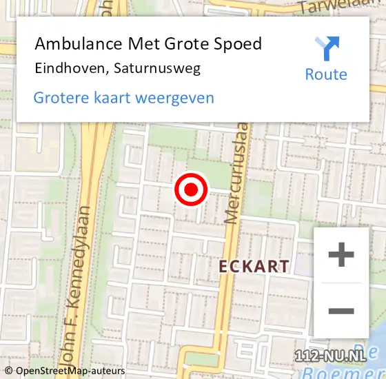 Locatie op kaart van de 112 melding: Ambulance Met Grote Spoed Naar Eindhoven, Saturnusweg op 29 juni 2020 19:20