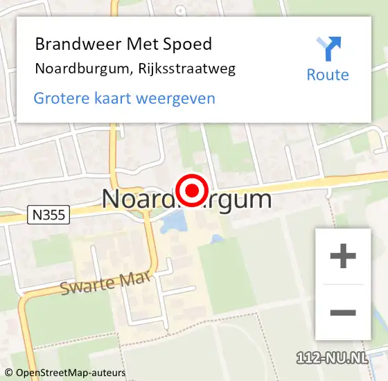 Locatie op kaart van de 112 melding: Brandweer Met Spoed Naar Noardburgum, Rijksstraatweg op 29 juni 2020 19:31
