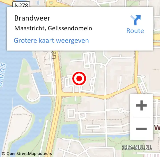 Locatie op kaart van de 112 melding: Brandweer Maastricht, Gelissendomein op 29 juni 2020 20:30