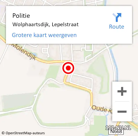 Locatie op kaart van de 112 melding: Politie Wolphaartsdijk, Lepelstraat op 29 juni 2020 21:01