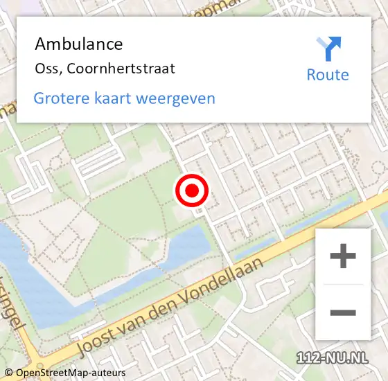 Locatie op kaart van de 112 melding: Ambulance Oss, Coornhertstraat op 29 juni 2020 23:40