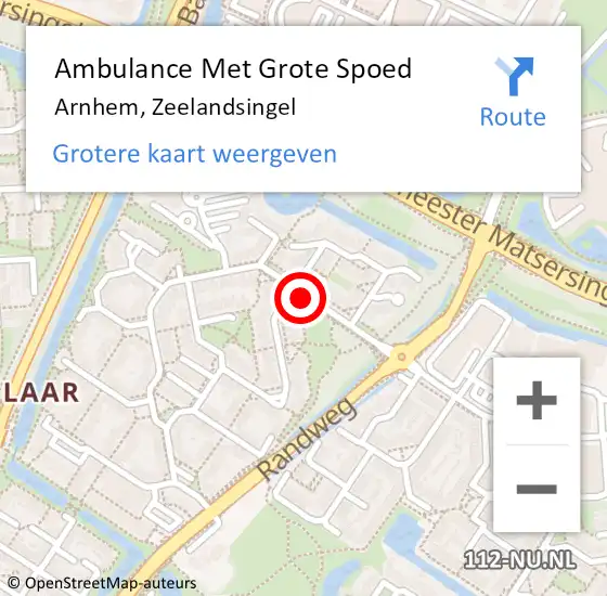 Locatie op kaart van de 112 melding: Ambulance Met Grote Spoed Naar Arnhem, Zeelandsingel op 30 juni 2020 00:02