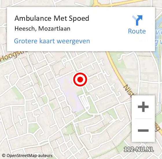 Locatie op kaart van de 112 melding: Ambulance Met Spoed Naar Heesch, Mozartlaan op 30 juni 2020 02:37