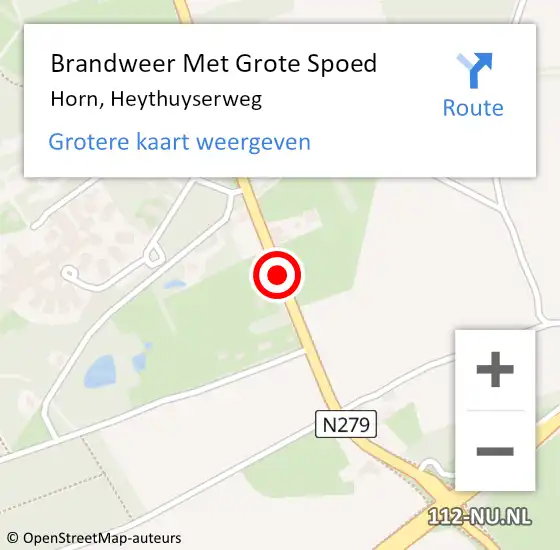 Locatie op kaart van de 112 melding: Brandweer Met Grote Spoed Naar Horn, Heythuyserweg op 30 juni 2020 03:04