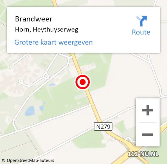 Locatie op kaart van de 112 melding: Brandweer Horn, Heythuyserweg op 30 juni 2020 04:02