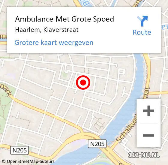 Locatie op kaart van de 112 melding: Ambulance Met Grote Spoed Naar Haarlem, Klaverstraat op 30 juni 2020 06:10