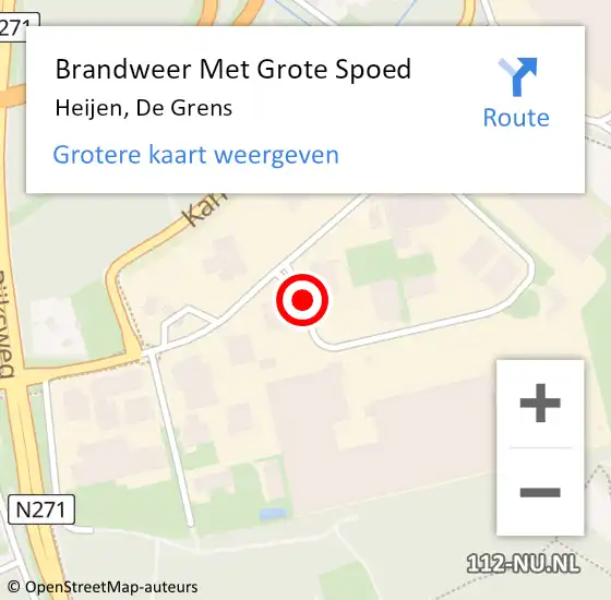 Locatie op kaart van de 112 melding: Brandweer Met Grote Spoed Naar Heijen, De Grens op 30 juni 2020 08:47