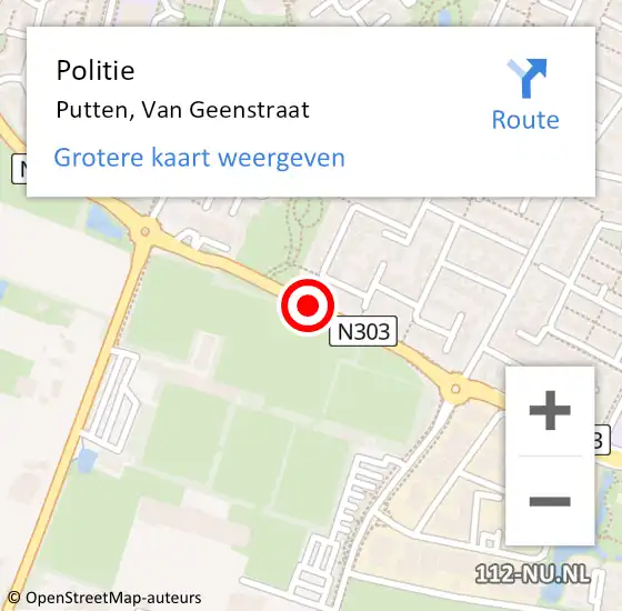 Locatie op kaart van de 112 melding: Politie Putten, Van Geenstraat op 30 juni 2020 09:54