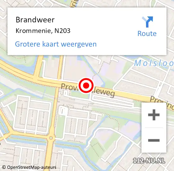 Locatie op kaart van de 112 melding: Brandweer Krommenie, N203 op 30 juni 2020 11:16