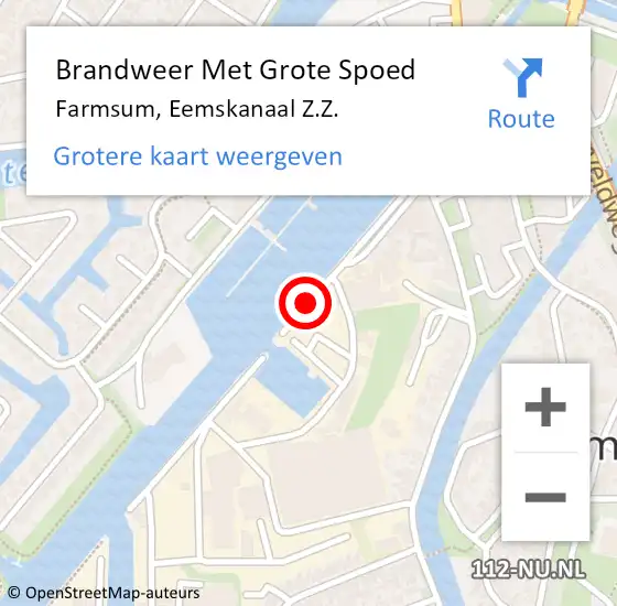 Locatie op kaart van de 112 melding: Brandweer Met Grote Spoed Naar Farmsum, Eemskanaal Z.Z. op 30 juni 2020 11:17