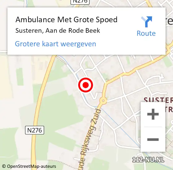 Locatie op kaart van de 112 melding: Ambulance Met Grote Spoed Naar Susteren, Aan de Rode Beek op 11 mei 2014 09:29