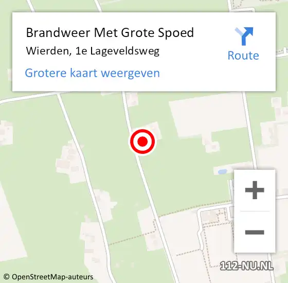 Locatie op kaart van de 112 melding: Brandweer Met Grote Spoed Naar Wierden, 1e Lageveldsweg op 11 mei 2014 09:36