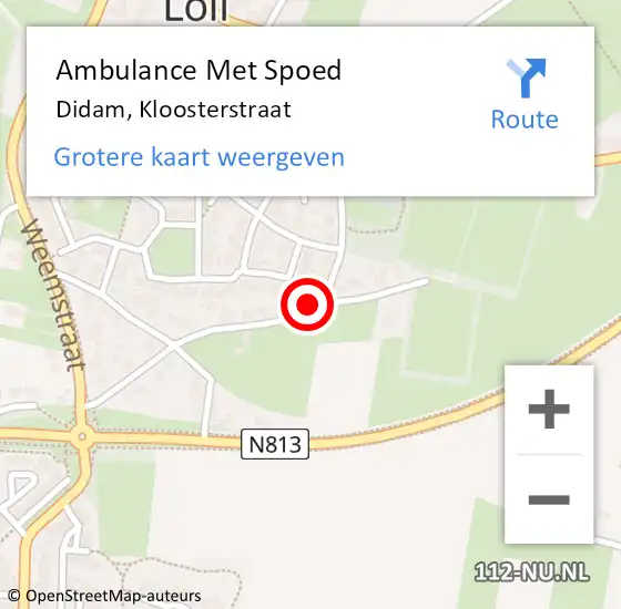 Locatie op kaart van de 112 melding: Ambulance Met Spoed Naar Didam, Kloosterstraat op 30 juni 2020 13:17