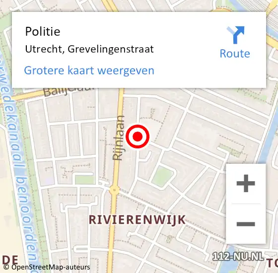 Locatie op kaart van de 112 melding: Politie Utrecht, Grevelingenstraat op 30 juni 2020 13:34