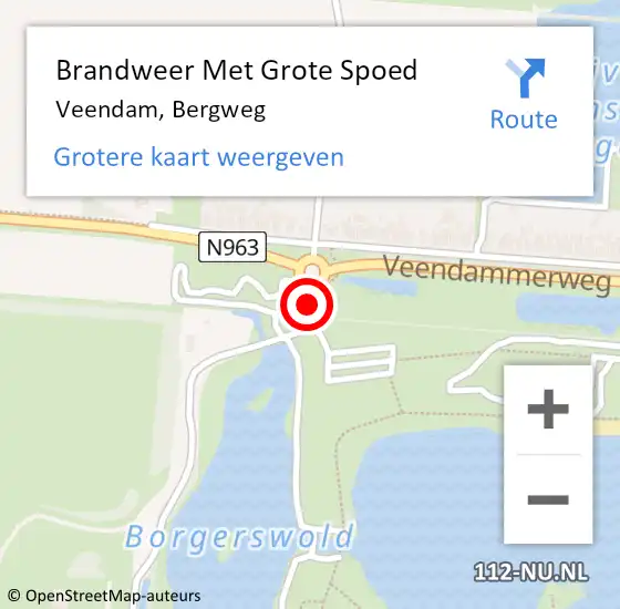 Locatie op kaart van de 112 melding: Brandweer Met Grote Spoed Naar Veendam, Bergweg op 30 juni 2020 13:47