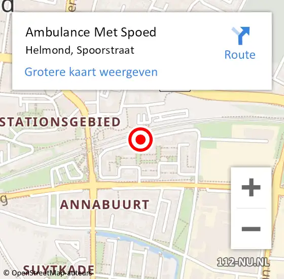 Locatie op kaart van de 112 melding: Ambulance Met Spoed Naar Helmond, Spoorstraat op 30 juni 2020 13:49