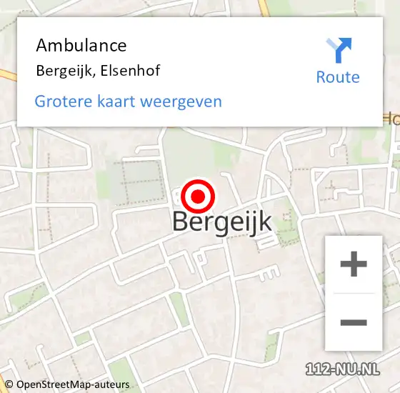 Locatie op kaart van de 112 melding: Ambulance Bergeijk, Elsenhof op 30 juni 2020 14:12