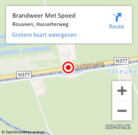 Locatie op kaart van de 112 melding: Brandweer Met Spoed Naar Rouveen, Hasselterweg op 11 mei 2014 09:59