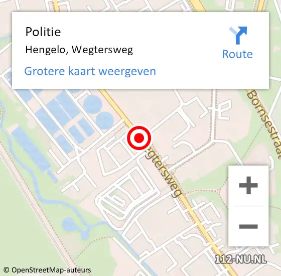 Locatie op kaart van de 112 melding: Politie Hengelo, Wegtersweg op 30 juni 2020 16:28