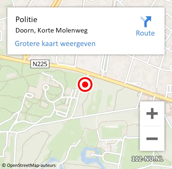 Locatie op kaart van de 112 melding: Politie Doorn, Korte Molenweg op 30 juni 2020 16:37