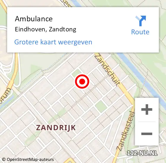 Locatie op kaart van de 112 melding: Ambulance Eindhoven, Zandtong op 30 juni 2020 16:40
