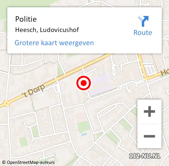 Locatie op kaart van de 112 melding: Politie Heesch, Ludovicushof op 30 juni 2020 18:03