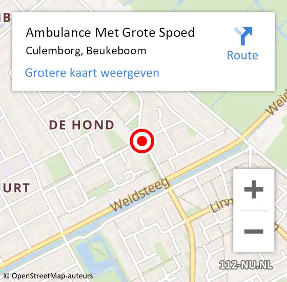 Locatie op kaart van de 112 melding: Ambulance Met Grote Spoed Naar Culemborg, Beukeboom op 30 juni 2020 18:51