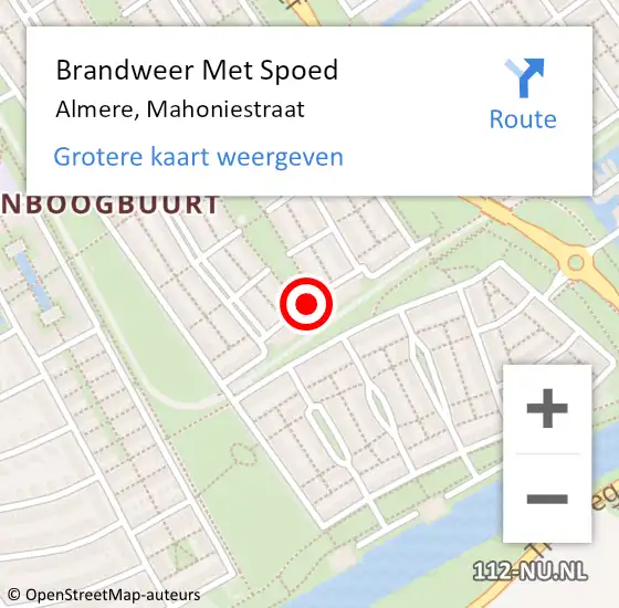 Locatie op kaart van de 112 melding: Brandweer Met Spoed Naar Almere, Mahoniestraat op 30 juni 2020 19:19