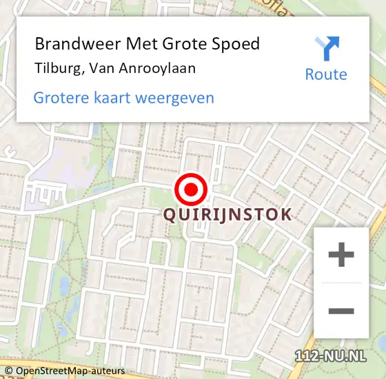 Locatie op kaart van de 112 melding: Brandweer Met Grote Spoed Naar Tilburg, Van Anrooylaan op 30 juni 2020 20:01