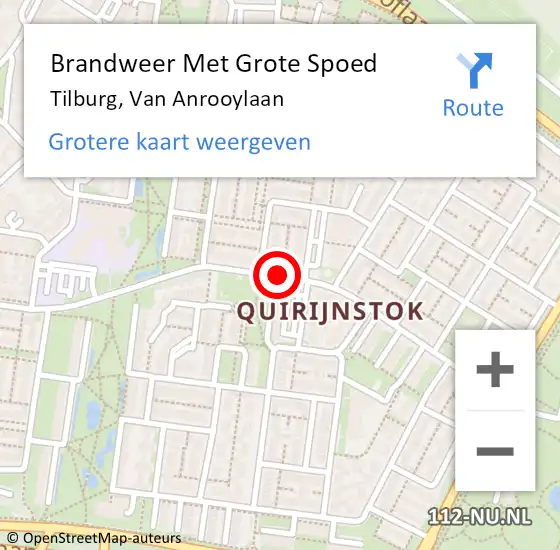 Locatie op kaart van de 112 melding: Brandweer Met Grote Spoed Naar Tilburg, Van Anrooylaan op 30 juni 2020 20:02