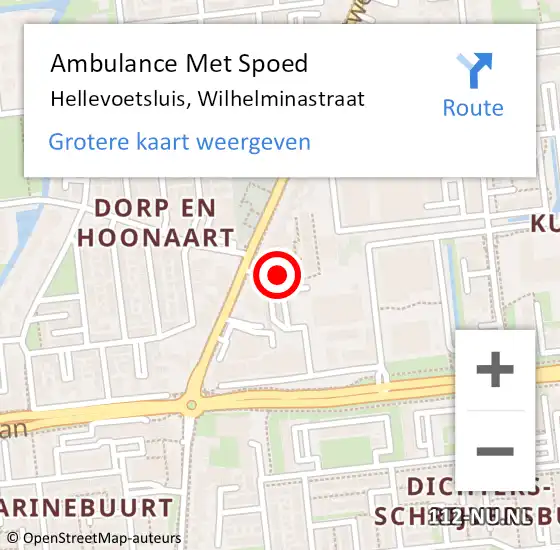 Locatie op kaart van de 112 melding: Ambulance Met Spoed Naar Hellevoetsluis, Wilhelminastraat op 30 juni 2020 20:54