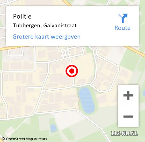 Locatie op kaart van de 112 melding: Politie Tubbergen, Galvanistraat op 30 juni 2020 21:02