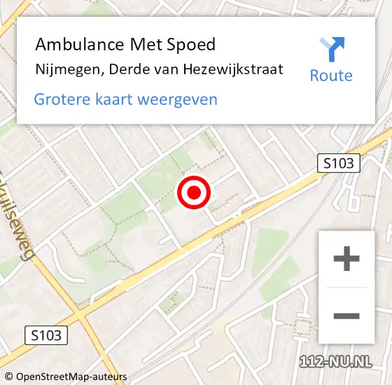 Locatie op kaart van de 112 melding: Ambulance Met Spoed Naar Nijmegen, Derde van Hezewijkstraat op 30 juni 2020 22:59